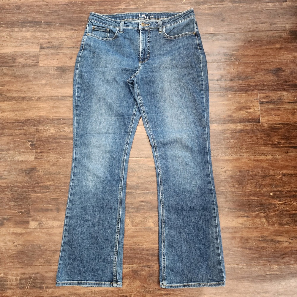 Lee Jeans Women 12L Mid Rise Bootcut Blue Cotton Blend Stretch Denim Casual Long